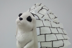 "Ghost Rabbit and the Frost," 2014, wood, PLA plastic, glass, ceramic