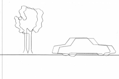 Car Tree Doubled, pencil on paper, 11 x 8 1/2 inches