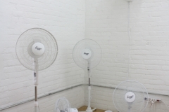 Comfort Zone (group), 2013, commercial fans with blades cut off