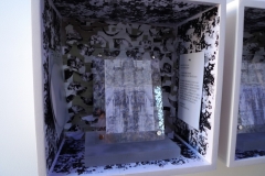 IOI Performance Box: Music for IOI (Live) - with Aviram Cohen, mounted box with snow camo collages, xylene transfer drawings and objects