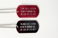 Medical Alert Necklace: Low Self-Esteem, Enlarged Self-Esteem, engraved metal